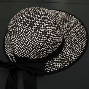 Stylish Black and White Woven Hat